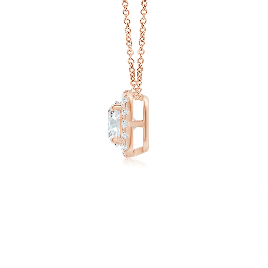 Lab-Grown Round Diamond Cushion Halo Pendant