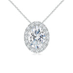Load image into Gallery viewer, Prong-Set Oval Lab-Gown Diamond Halo Pendant

