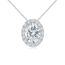 Prong-Set Oval Lab-Gown Diamond Halo Pendant