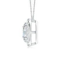 Prong-Set Oval Lab-Gown Diamond Halo Pendant