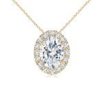 Load image into Gallery viewer, Prong-Set Oval Lab-Gown Diamond Halo Pendant
