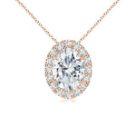 Load image into Gallery viewer, Prong-Set Oval Lab-Gown Diamond Halo Pendant
