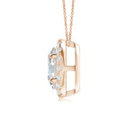 Load image into Gallery viewer, Prong-Set Oval Lab-Gown Diamond Halo Pendant
