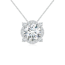 Lab-Grown Floating Round Diamond Quatrefoil Halo Pendant