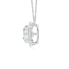Lab-Grown Floating Round Diamond Quatrefoil Halo Pendant