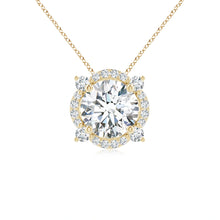 Lab-Grown Floating Round Diamond Quatrefoil Halo Pendant