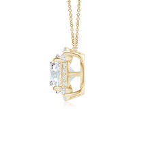Lab-Grown Floating Round Diamond Quatrefoil Halo Pendant
