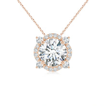 Lab-Grown Floating Round Diamond Quatrefoil Halo Pendant