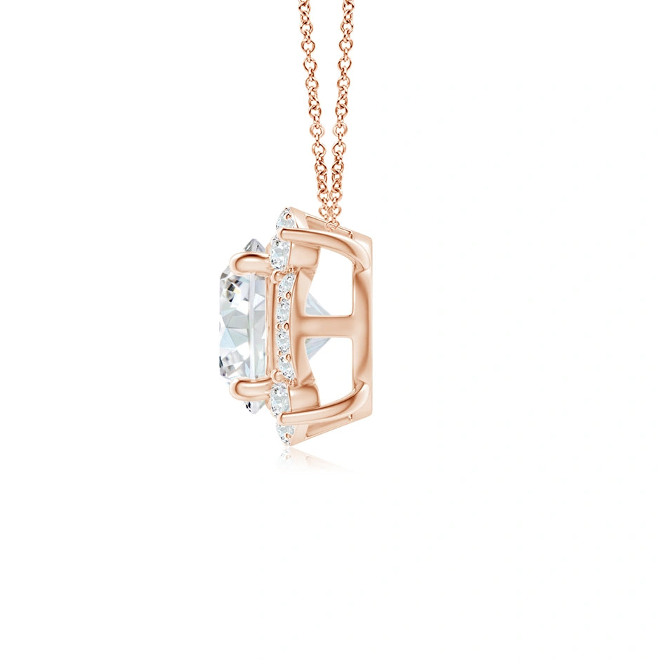 Lab-Grown Floating Round Diamond Quatrefoil Halo Pendant