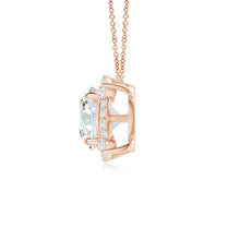 Lab-Grown Floating Round Diamond Quatrefoil Halo Pendant
