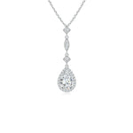 Load image into Gallery viewer, Prong-Set Lab-Grown Diamond Teardrop Halo Pendant with Accents
