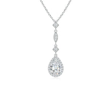 Prong-Set Lab-Grown Diamond Teardrop Halo Pendant with Accents