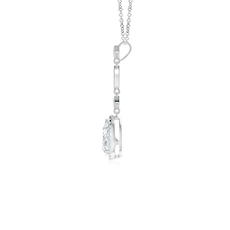 Prong-Set Lab-Grown Diamond Teardrop Halo Pendant with Accents
