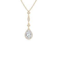 Prong-Set Lab-Grown Diamond Teardrop Halo Pendant with Accents