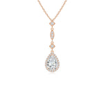 Load image into Gallery viewer, Prong-Set Lab-Grown Diamond Teardrop Halo Pendant with Accents
