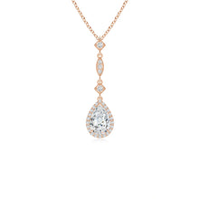 Prong-Set Lab-Grown Diamond Teardrop Halo Pendant with Accents