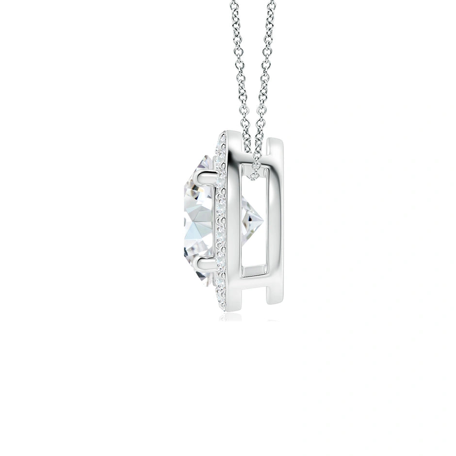 Vintage Inspired Round Lab-Grown Diamond Halo Pendant