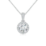 Load image into Gallery viewer, Lab-Grown Claw-Set Round Diamond Halo Pendant
