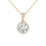 Load image into Gallery viewer, Lab-Grown Claw-Set Round Diamond Halo Pendant
