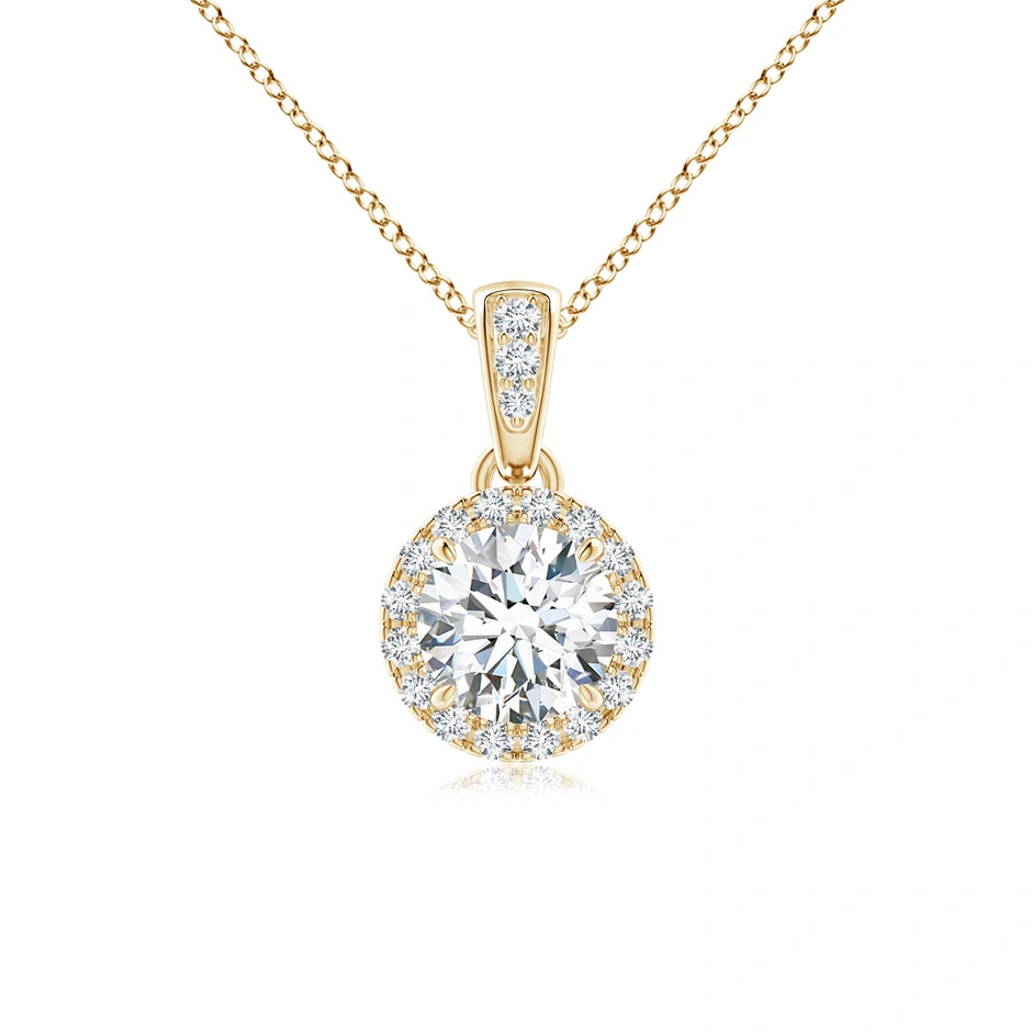 Lab-Grown Claw-Set Round Diamond Halo Pendant
