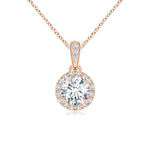 Load image into Gallery viewer, Lab-Grown Claw-Set Round Diamond Halo Pendant
