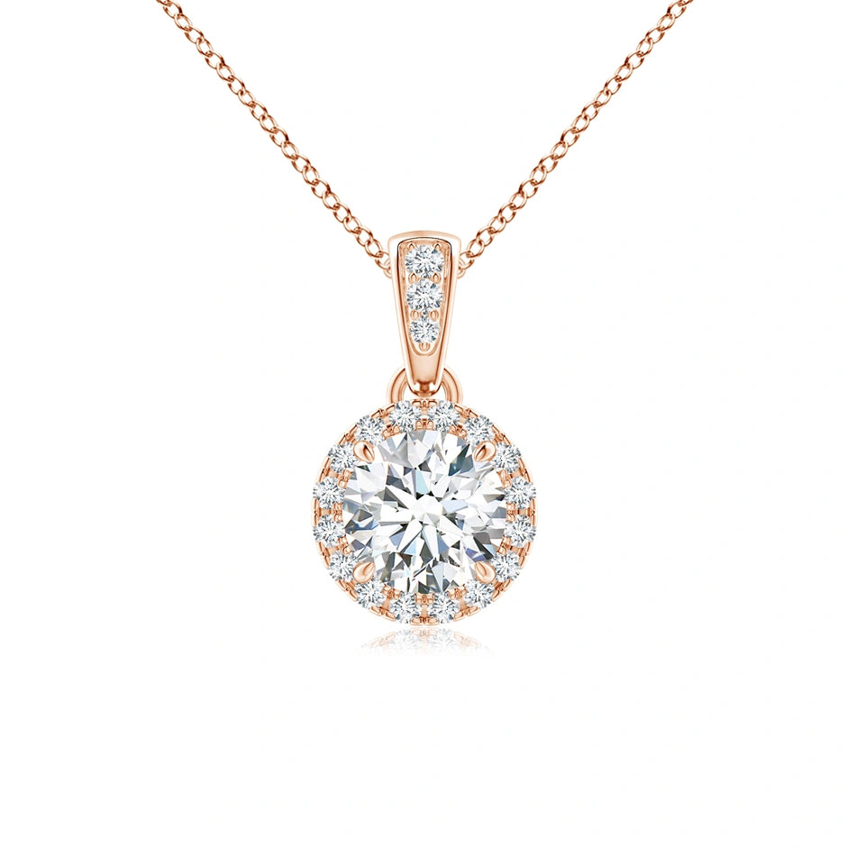 Lab-Grown Claw-Set Round Diamond Halo Pendant