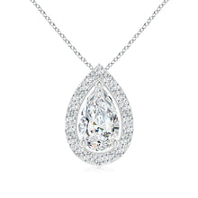 Lab-Grown Pear Diamond Solitaire Floating Halo Pendant