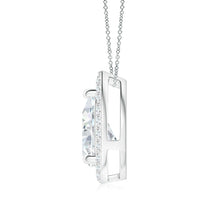 Lab-Grown Pear Diamond Solitaire Floating Halo Pendant