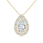 Load image into Gallery viewer, Lab-Grown Pear Diamond Solitaire Floating Halo Pendant
