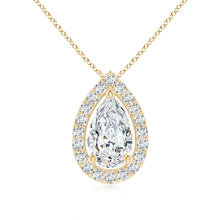 Lab-Grown Pear Diamond Solitaire Floating Halo Pendant