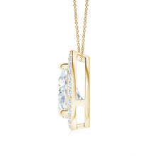 Lab-Grown Pear Diamond Solitaire Floating Halo Pendant