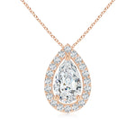 Load image into Gallery viewer, Lab-Grown Pear Diamond Solitaire Floating Halo Pendant
