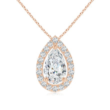 Lab-Grown Pear Diamond Solitaire Floating Halo Pendant