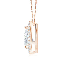 Lab-Grown Pear Diamond Solitaire Floating Halo Pendant