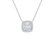 Lab-Grown Cushion Diamond Halo Pendant with Filigree