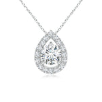 Load image into Gallery viewer, Lab-Grown Floating Round Diamond Pendant with Pear-Shaped Halo
