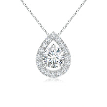 Lab-Grown Floating Round Diamond Pendant with Pear-Shaped Halo
