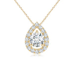 Load image into Gallery viewer, Lab-Grown Floating Round Diamond Pendant with Pear-Shaped Halo
