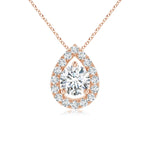 Load image into Gallery viewer, Lab-Grown Floating Round Diamond Pendant with Pear-Shaped Halo
