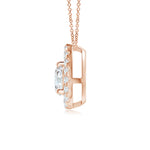 Load image into Gallery viewer, Lab-Grown Floating Round Diamond Pendant with Pear-Shaped Halo
