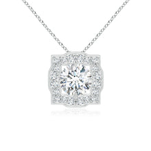 Lab-Grown Art Deco Inspired Round Diamond Halo Solitaire Pendant