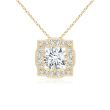 Lab-Grown Art Deco Inspired Round Diamond Halo Solitaire Pendant