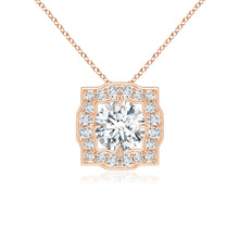 Lab-Grown Art Deco Inspired Round Diamond Halo Solitaire Pendant