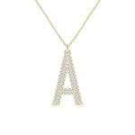 Load image into Gallery viewer, Lab-Grown Prong-Set Diamond Capital &quot;A&quot; Knife-Edge Initial Pendant
