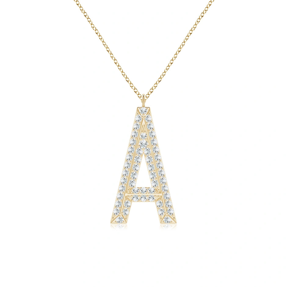 Lab-Grown Prong-Set Diamond Capital "A" Knife-Edge Initial Pendant