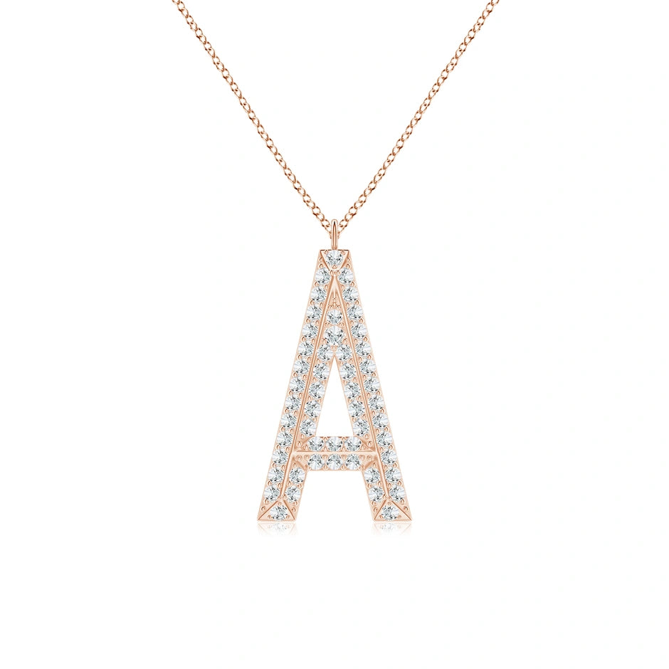 Lab-Grown Prong-Set Diamond Capital "A" Knife-Edge Initial Pendant