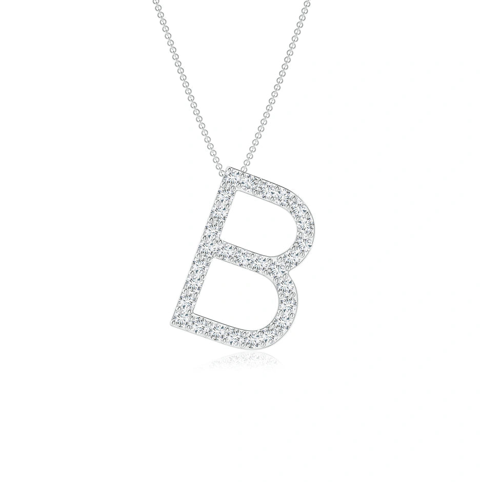 Lab-Grown Prong-Set Diamond Capital "B" Initial Pendant