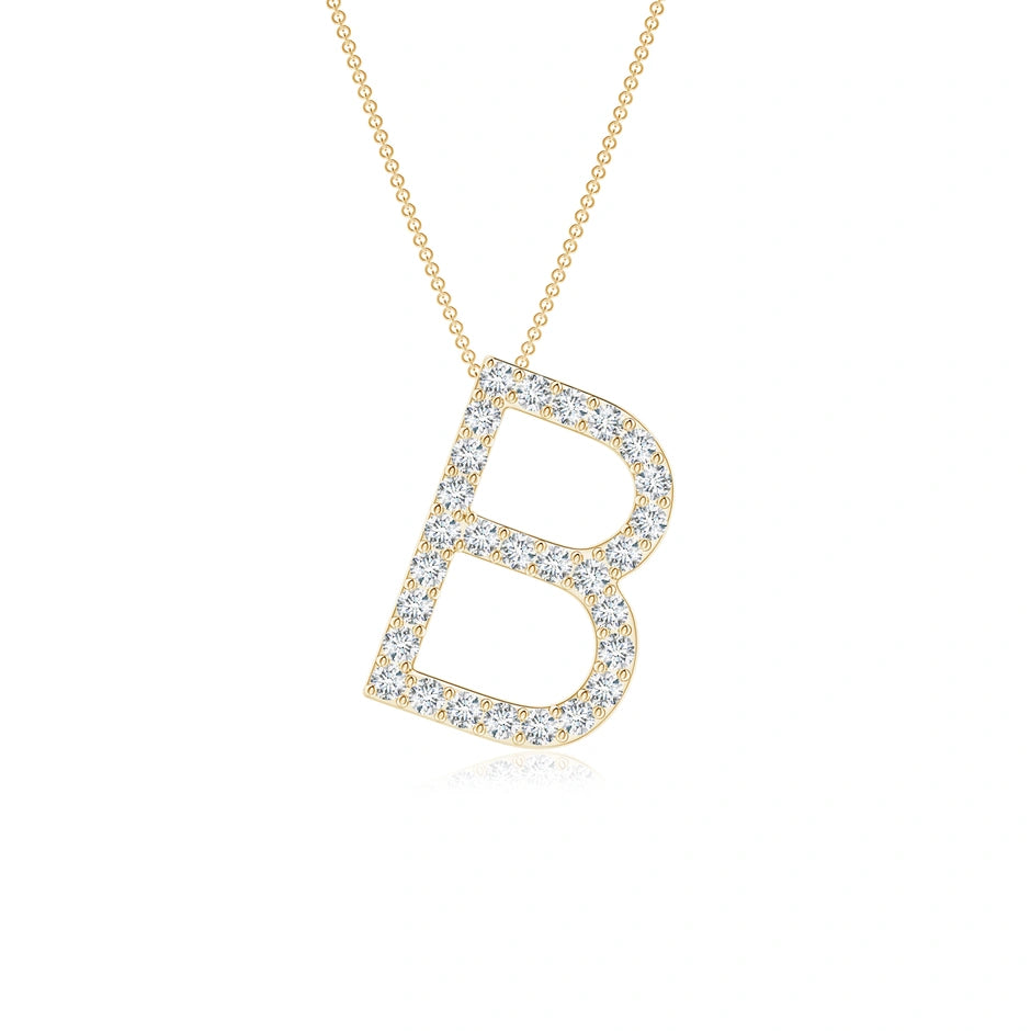 Lab-Grown Prong-Set Diamond Capital "B" Initial Pendant