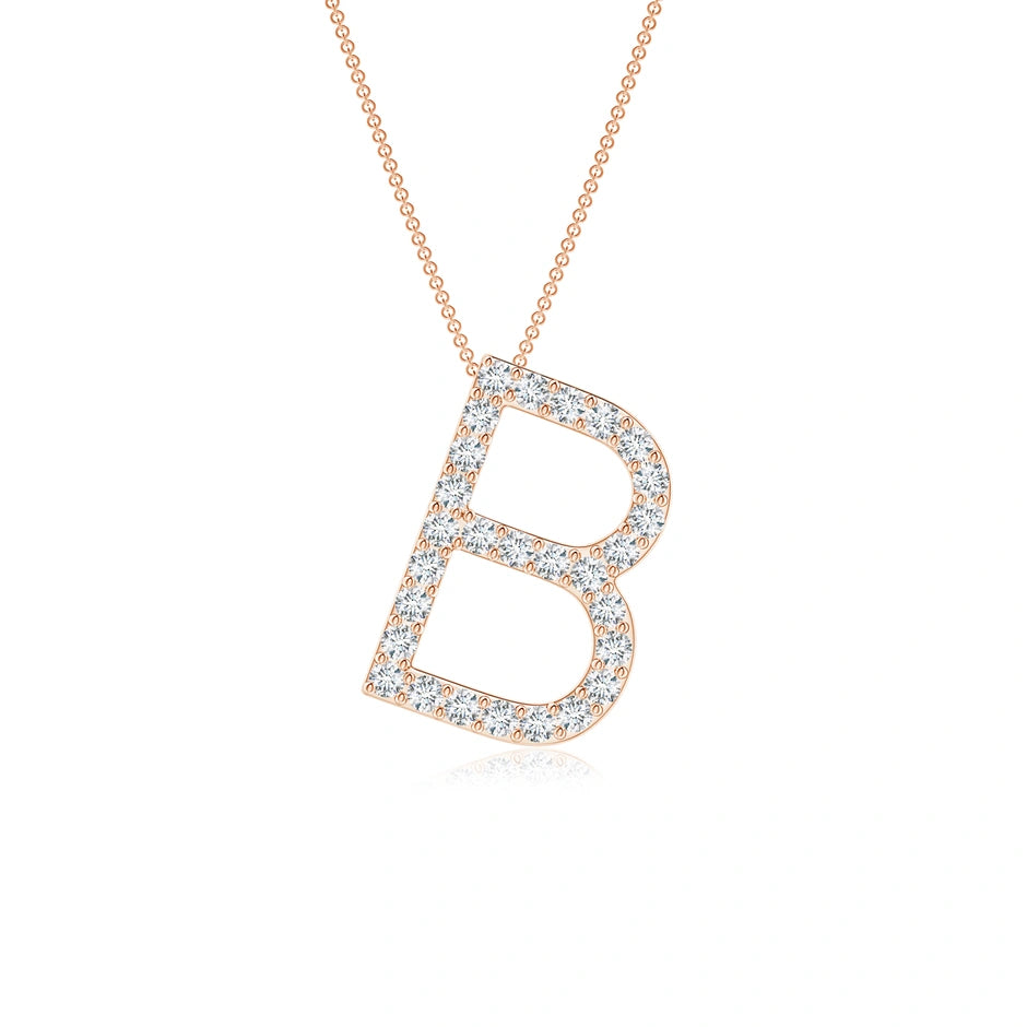 Lab-Grown Prong-Set Diamond Capital "B" Initial Pendant