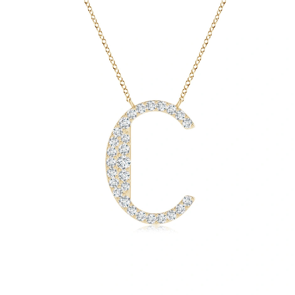 Lab-Grown Modern Deco Diamond Capital "C" Initial Pendant